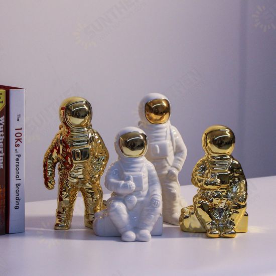 Ceramic Space Man Sculpture Astronaut Cosmonaut Vase Ornament Statue Money Pot