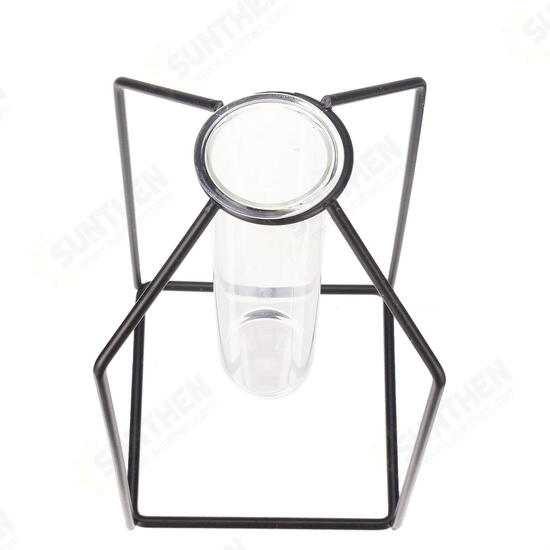 Creative Hanging Test Tube Glass Vase Hydroponic Flower Container + Base Holder