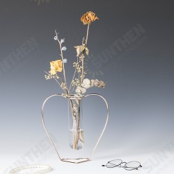 Crystal Glass Iron Test Tube Vase in Wooden Stand Flower Pots Plant Crystal Glass Iron Test Tube Vase in Wooden Stand Flower Pots Plant