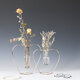 Crystal Glass Iron Test Tube Vase in Wooden Stand Flower Pots Plant