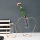 Crystal Glass Iron Test Tube Vase in Wooden Stand Flower Pots Plant
