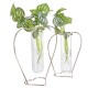 Crystal Glass Iron Test Tube Vase in Wooden Stand Flower Pots Plant
