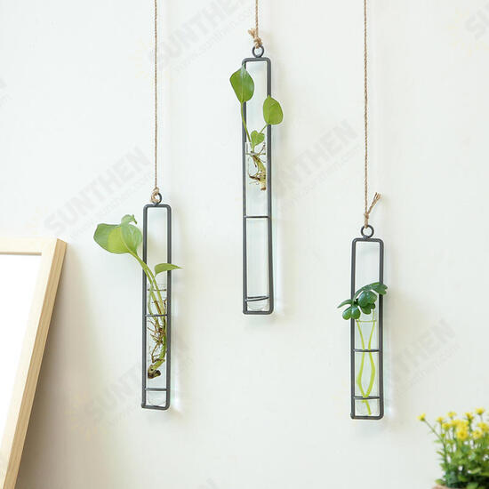 Large Glass Vase Hemp Rope Pendant Living Room Wall Hanging Green Plant Containers