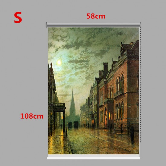 PAG Roller Blind Street Scene Roller Shutters Print Painting Background Wall Decor Window Curtain