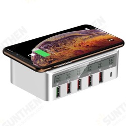 100W 6-Port USB PD Charger PD3.0 QC3.0 LED Digital Display Desktop Charging Station 10W Wireless Charger Fast Charging Pad EU/US/UK/AU Plug 100W 6-Port USB PD Charger PD3.0 QC3.0 LED Digital Display Desktop Charging Station 10W Wireless Charger Fast Charging Pad EU/US/UK/AU Plug