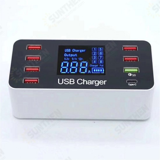 LCD Display USB Charger Quick Charger 3.0 USB 40W USB Type C Fast Charging Station For iPhone XS 11Pro Huawei P30 P40 Pro Mi10 Note 9S