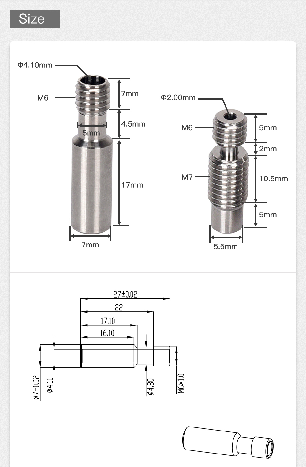 BIGTREETECHreg-Titanium-Alloy-Heatbreak-GRADE5-All-Metal-Nozzle-Throat-for-Ender3-CR10V6-Remote-Hote-1886790-4