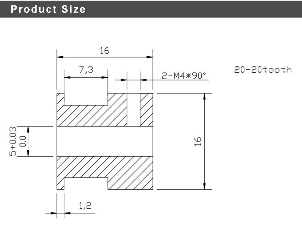 Creality-3Dreg-2pcs-2GT-20-Teeth-Aluminum-Timing-Pulley-Wheel-5mm-Inner-For-3D-Printer-1192691-1