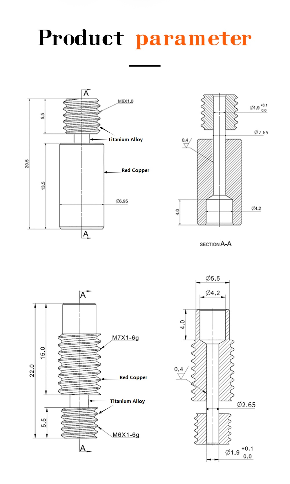 TWO-TREESreg-Heatbreak-throat-for-V6-HOTEND-Vocano-heater-block-175MM-Filament-Remote-Feeding-3D-pri-1893343-2