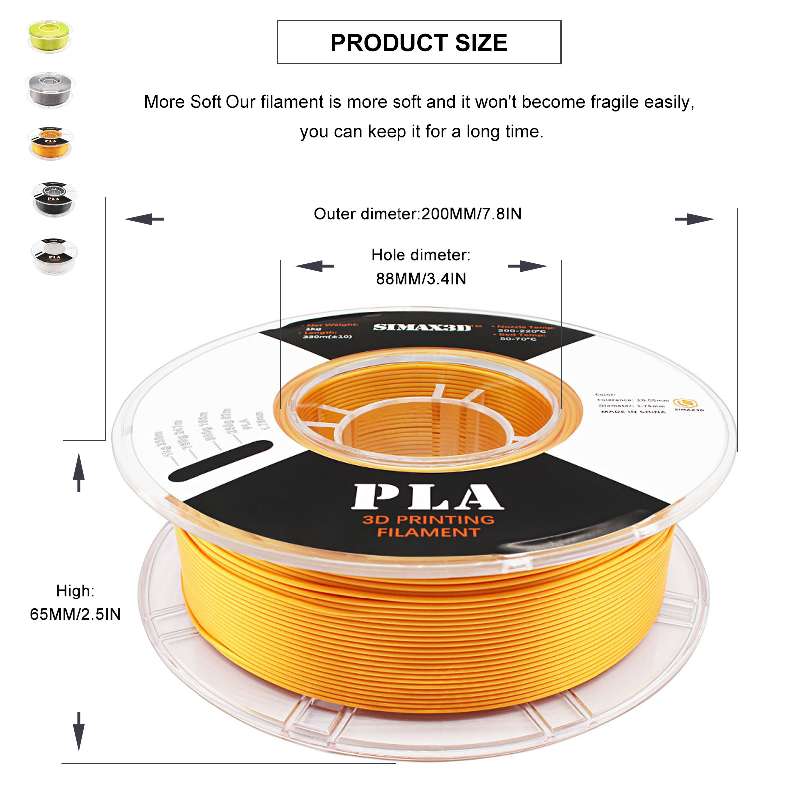 US-DirectiMetrxreg-5-Rolls-Silk-PLA-Filament-1KG-175mm-BlackWhiteGoldSilverYellow-Filament-Set-for-3-1940656-2