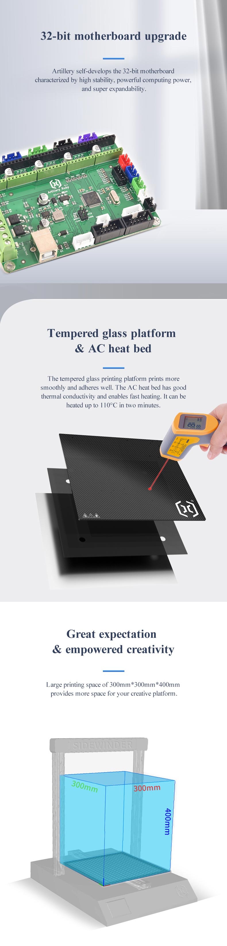 Artilleryreg-Sidewinder-X2--Sidewinder-X1-3D-Printer-Kit-with-300300400mm-Large-Print-Size-Support-R-1411501-3