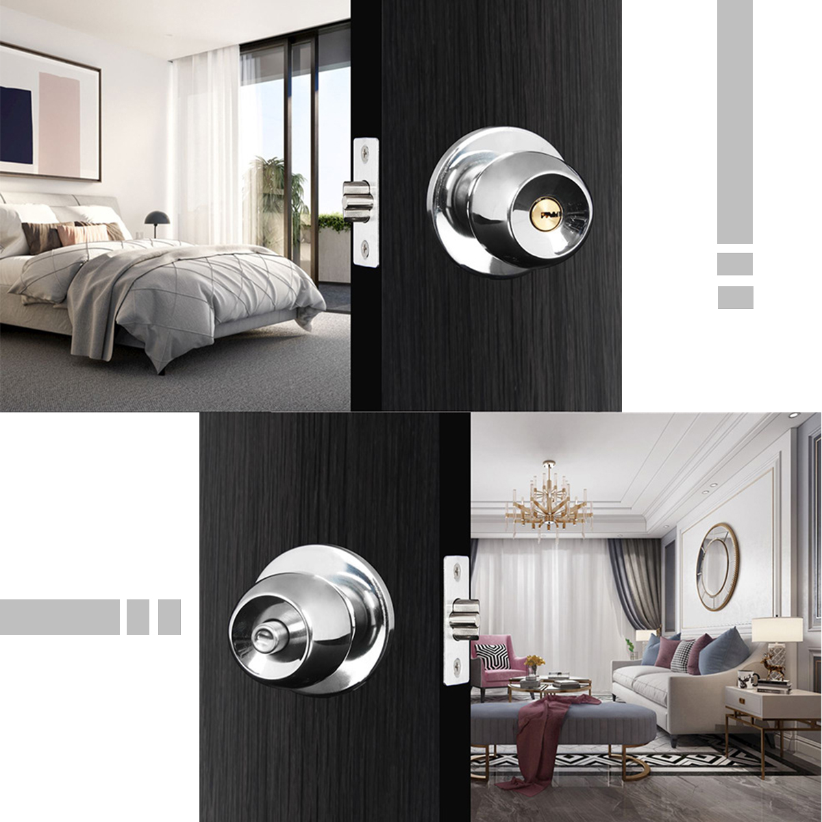 Stainless-Steel-Round-Door-Knobs-Privacy-Passage-Entrance-Lock-Entry-with-3-Keys-1680554-4