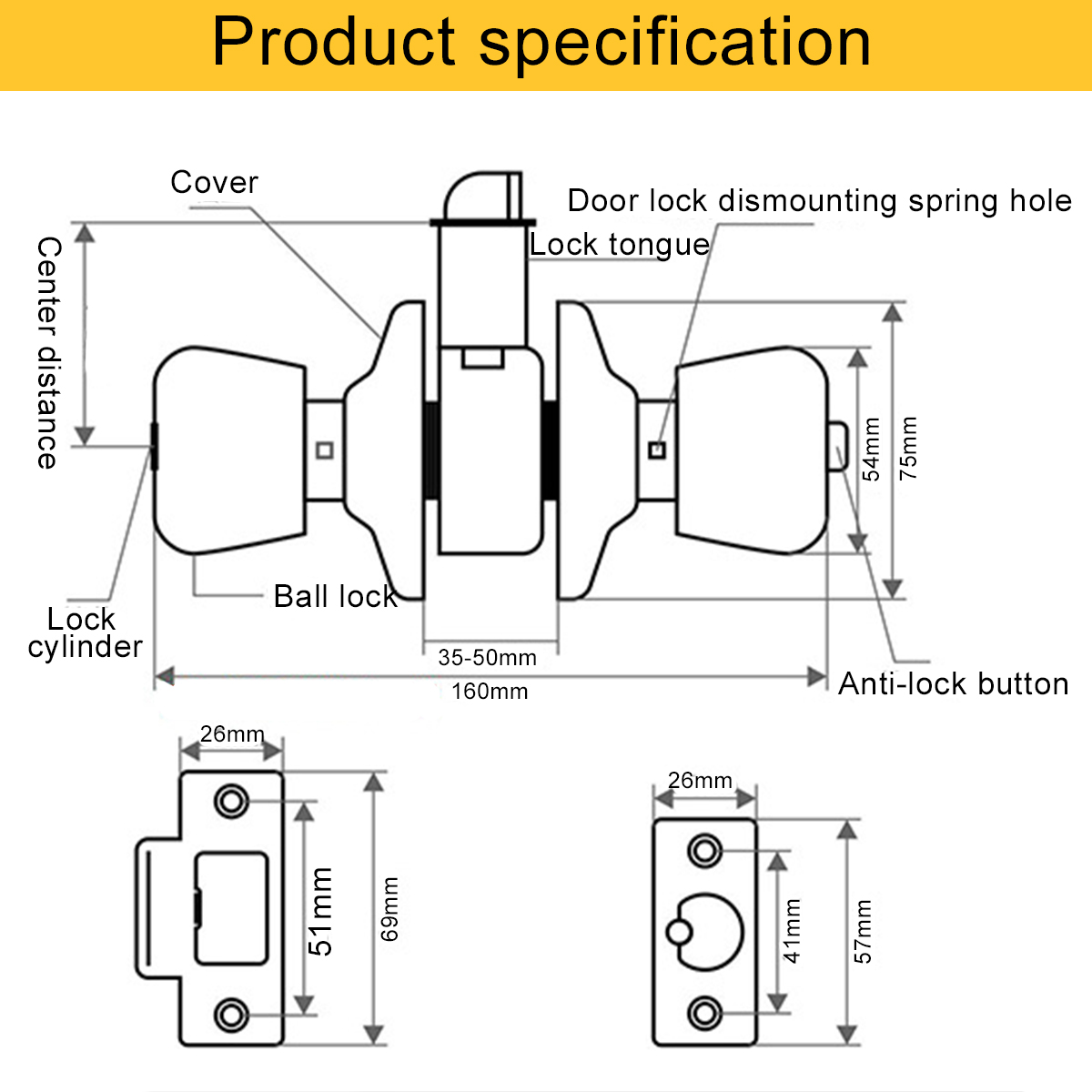 Stainless-Steel-Round-Door-Knobs-Privacy-Passage-Entrance-Lock-Entry-with-3-Keys-1680554-8