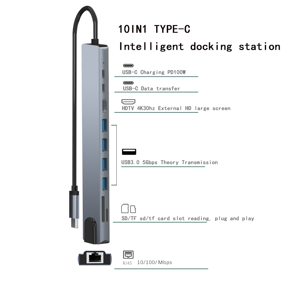 Bakeey-10-in-1-USB-C-Docking-Station-Adapter-With-4K30Hz-HD-Display--100W-USB-C-PD30-Power-Delivery--1925339-2