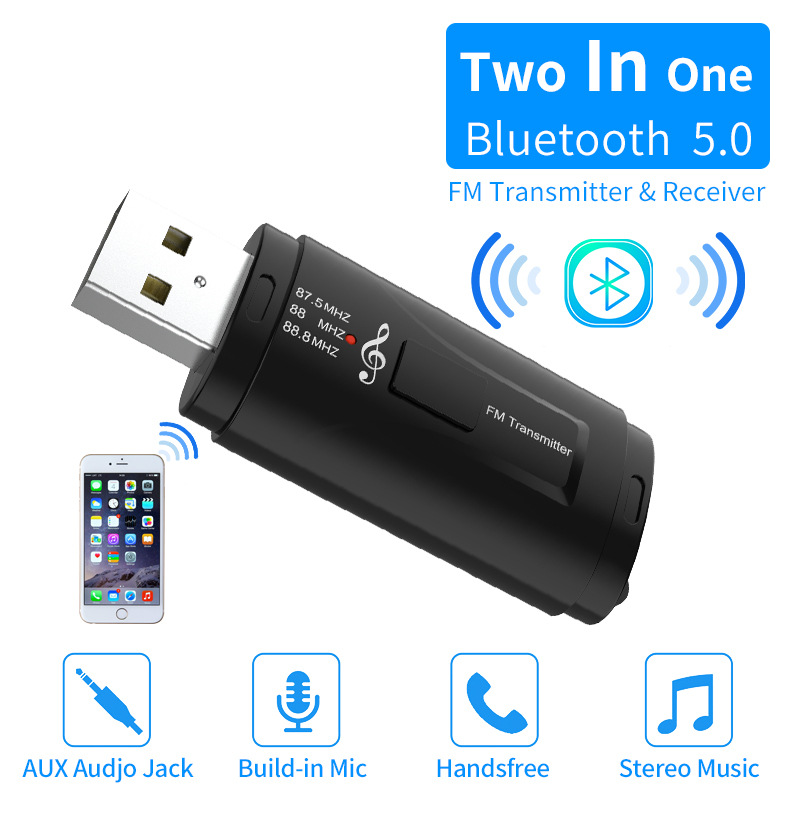 Bakeey-2-in-1-35mm-AUX-bluetooth-50-Receiver-Adapter-For-Car-Audio-Receiver-FM-Transmitter-1600602-2