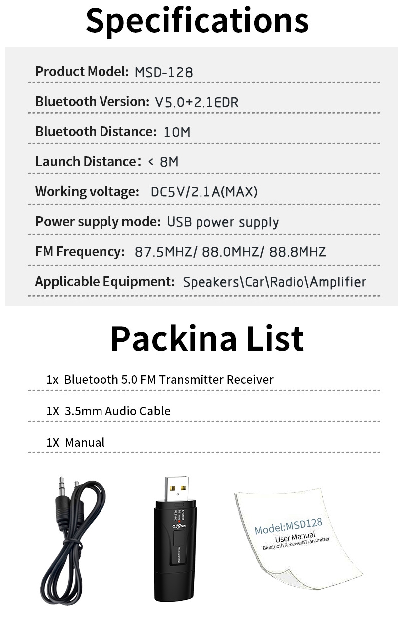 Bakeey-2-in-1-35mm-AUX-bluetooth-50-Receiver-Adapter-For-Car-Audio-Receiver-FM-Transmitter-1600602-11
