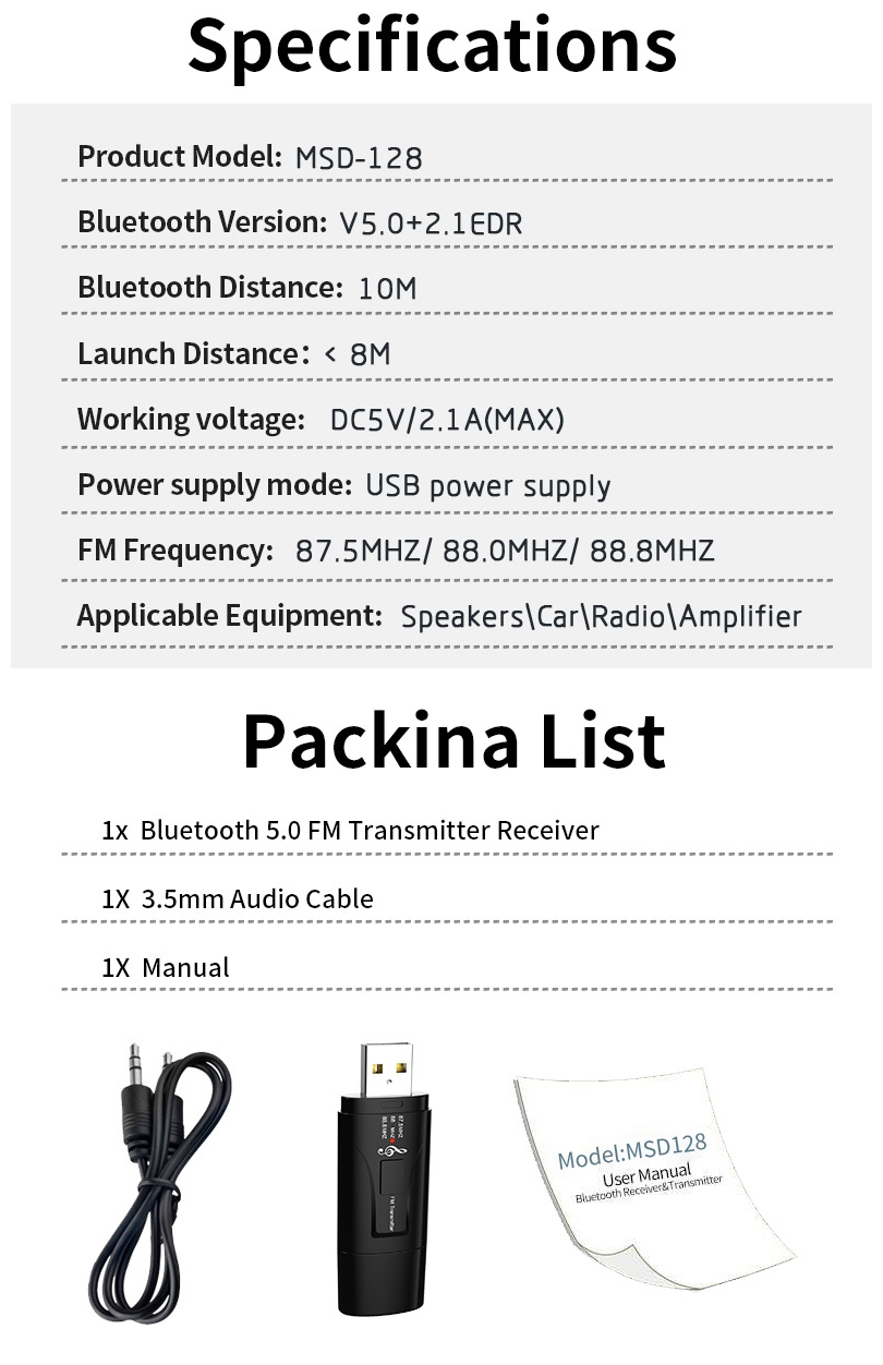 Bakeey-2-in-1-35mm-AUX-bluetooth-50-Receiver-Adapter-For-Car-Audio-Receiver-FM-Transmitter-1600602-11