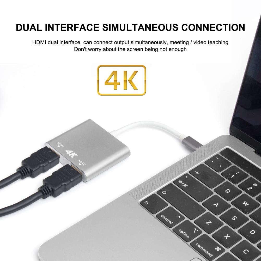 Bakeey-USB-C-to-Dual-HDMI-Adapter-Converter-4K-60HZ-HDMI-20-HD-Display-Support-Mirror-Mode-Expanded--1700289-4