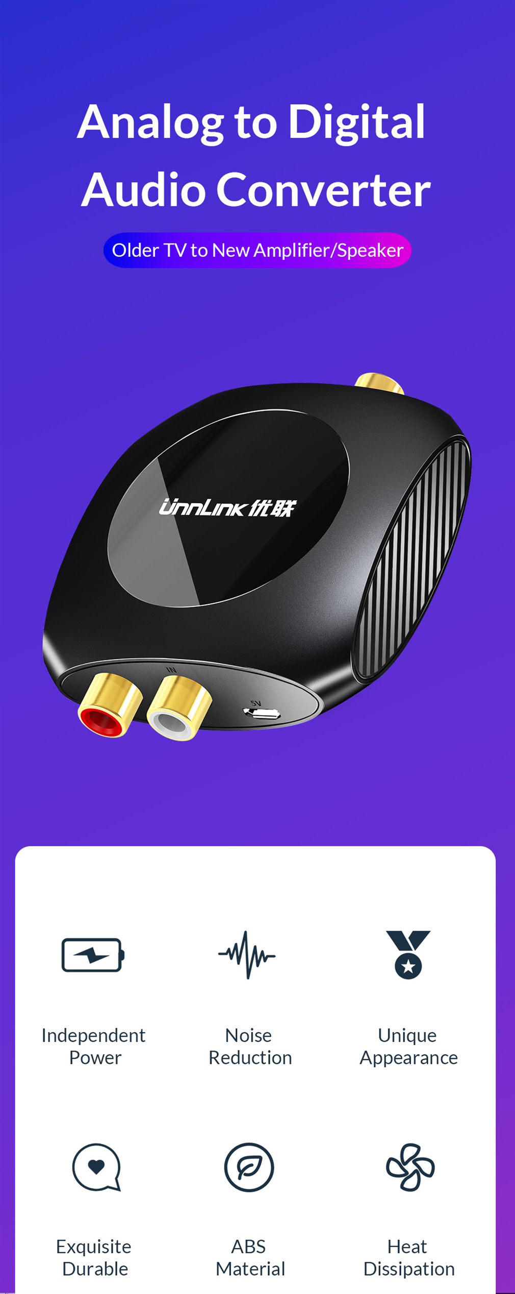 Unnlink-Analog-to-Digital-Audio-Converter-Adapter-96KHz-RL-RCA-to-SPDIF-Optical-Coaxial-Toslink-for--1654127-2