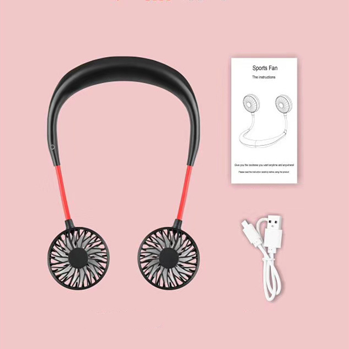 Portable-Neck-Hanging-Fan-USB-Rechargeable-Neckband-Sport-Lazy-Cooler-Double-Head-Cooling-1706696-9