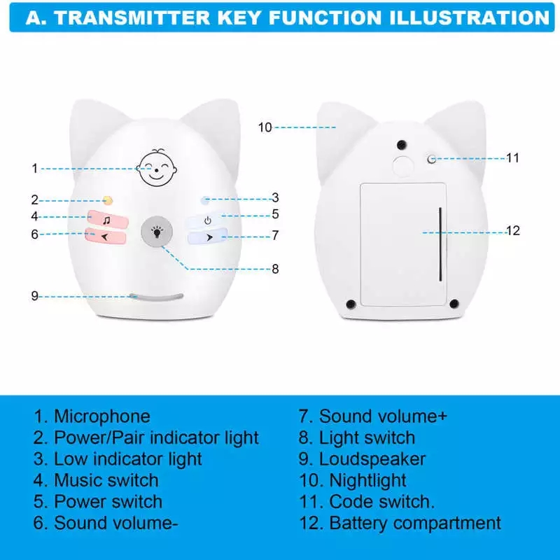 V30-ISM-905-925MHz-Wireless-Audio-Baby-Monitor-Two-way-Talk-Intercom-Baby-Monitor-1859689-2