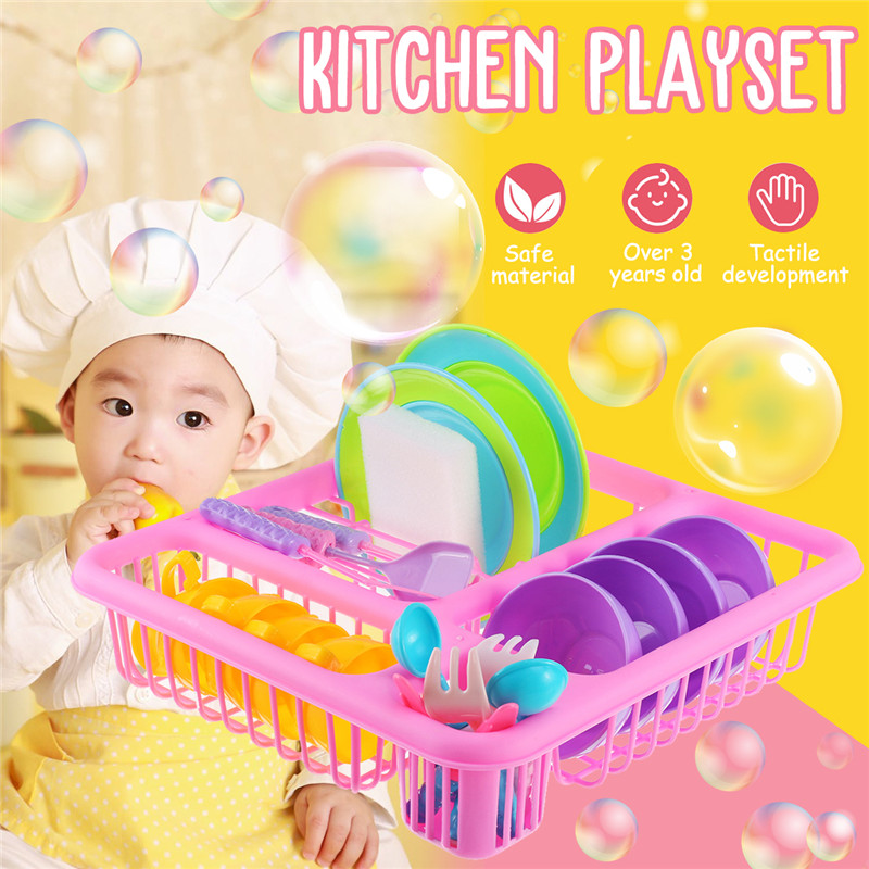 21-Pcs-Kids-Cooking-Kitchenware-Toys-Children-Drain-Basket-Toddler-Gift-Tableware-Toys-1829781-1