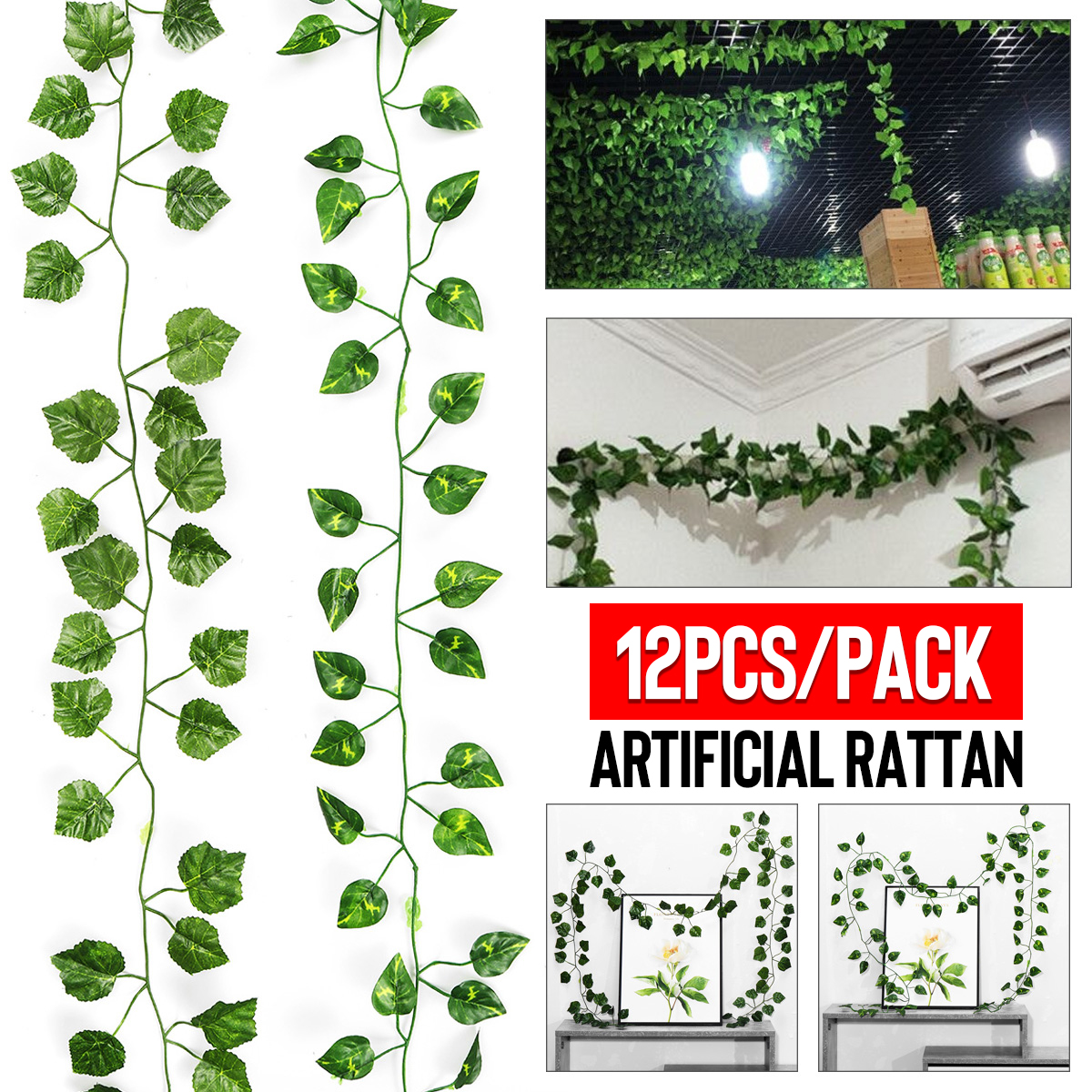 12pcsPack-Artificial-Rattan-Advanced-Silk-Cloth-Grape-Green-Dill-Leaves-Decor-1716621-1