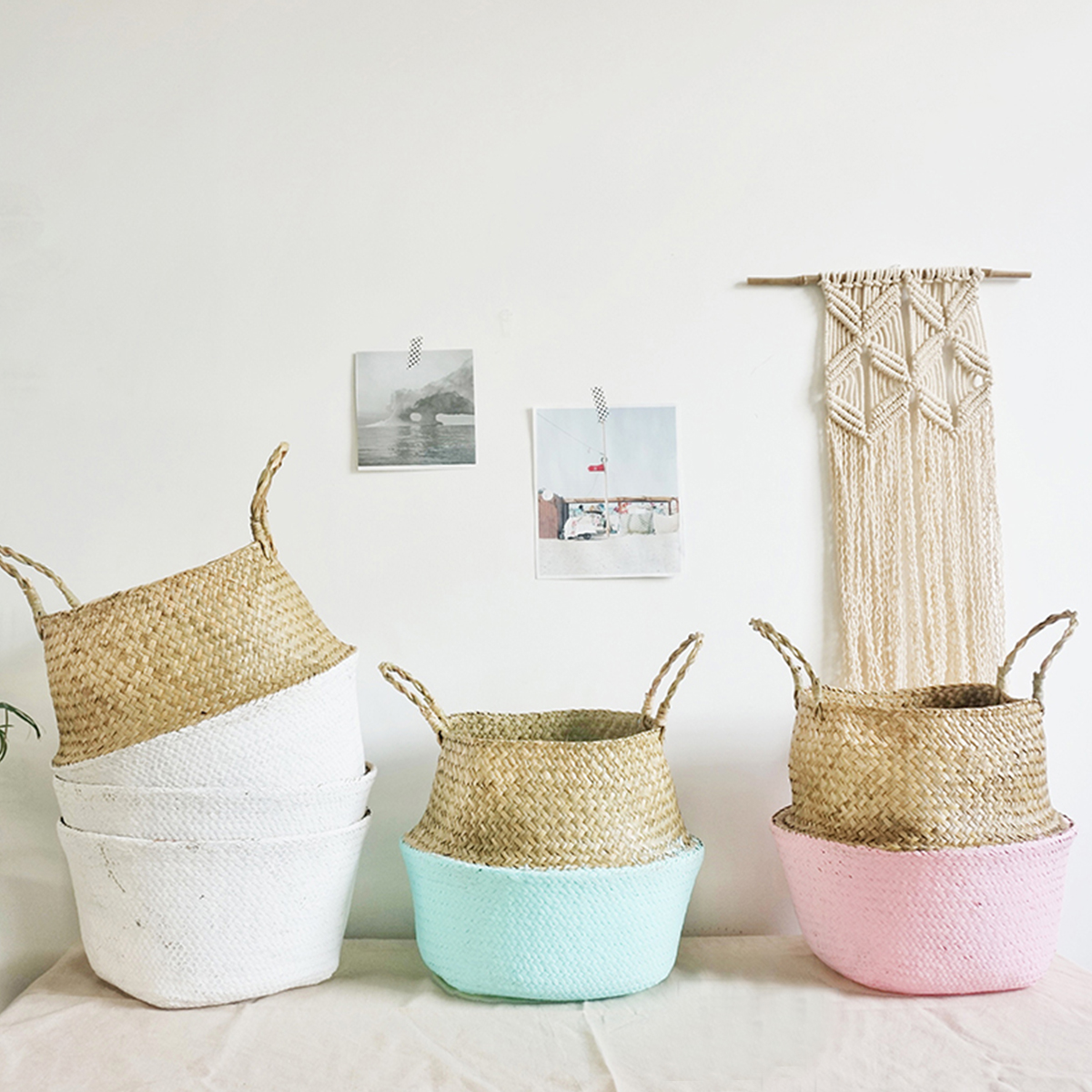 5PCS-Mat-Grass-Belly-Basket-Storage-Plant-Pot-Foldable-Laundry-Bag-Room-Decorative-Flower-Pot-1217821-3