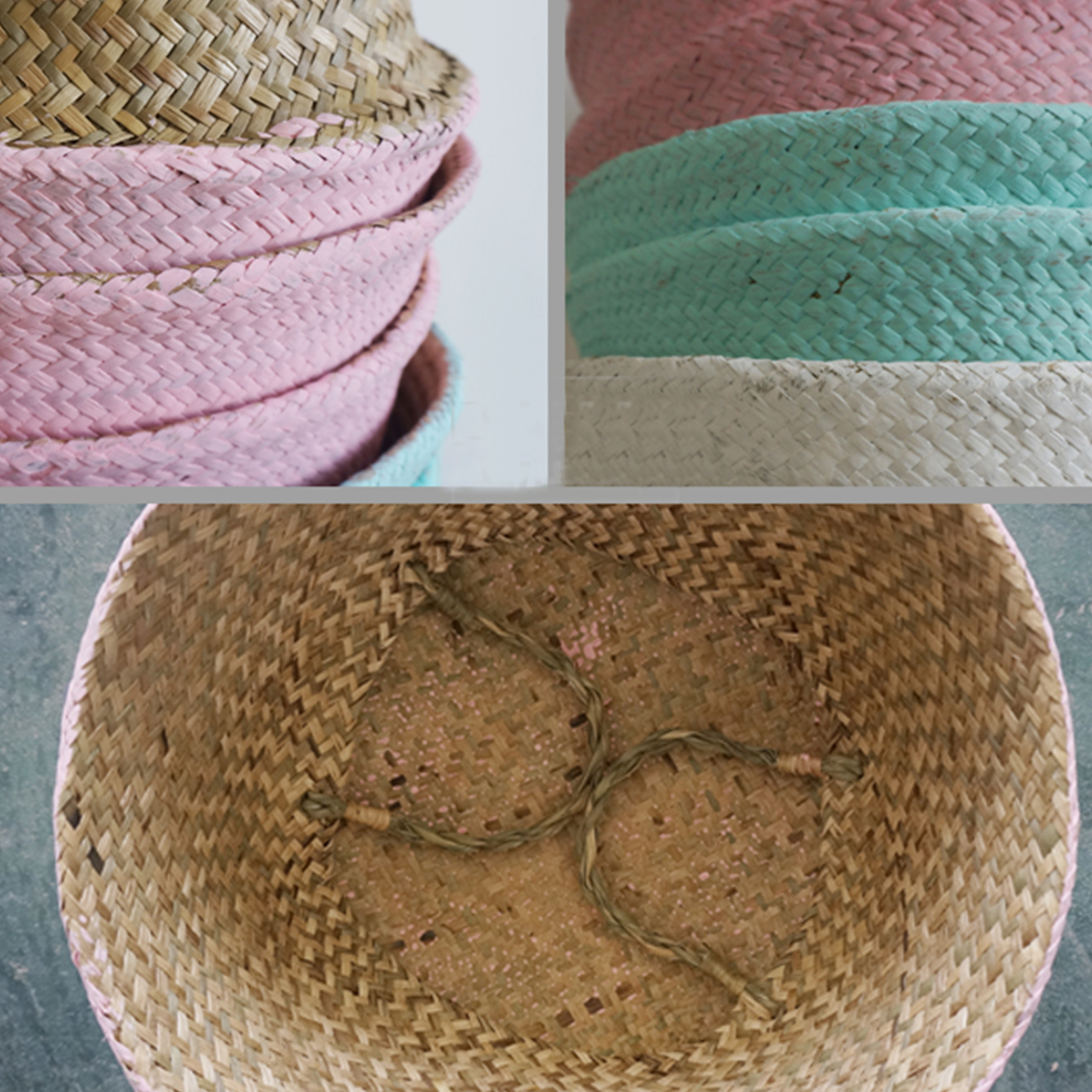 5PCS-Mat-Grass-Belly-Basket-Storage-Plant-Pot-Foldable-Laundry-Bag-Room-Decorative-Flower-Pot-1217821-9