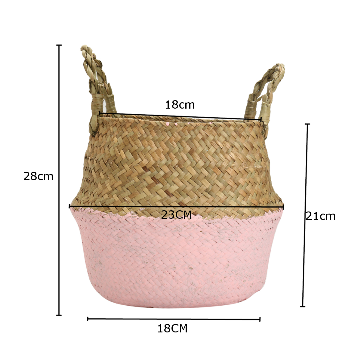 5PCS-Mat-Grass-Belly-Basket-Storage-Plant-Pot-Foldable-Laundry-Bag-Room-Decorative-Flower-Pot-1217821-10