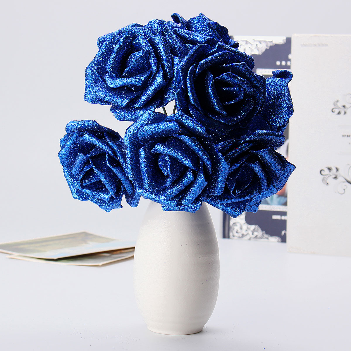 7Pcs-Artificial-Bouquet-Glitter-Foam-Artificial-Flowers-Wedding-Bridal-Party-Decor-DIY-Rose-1165964-6