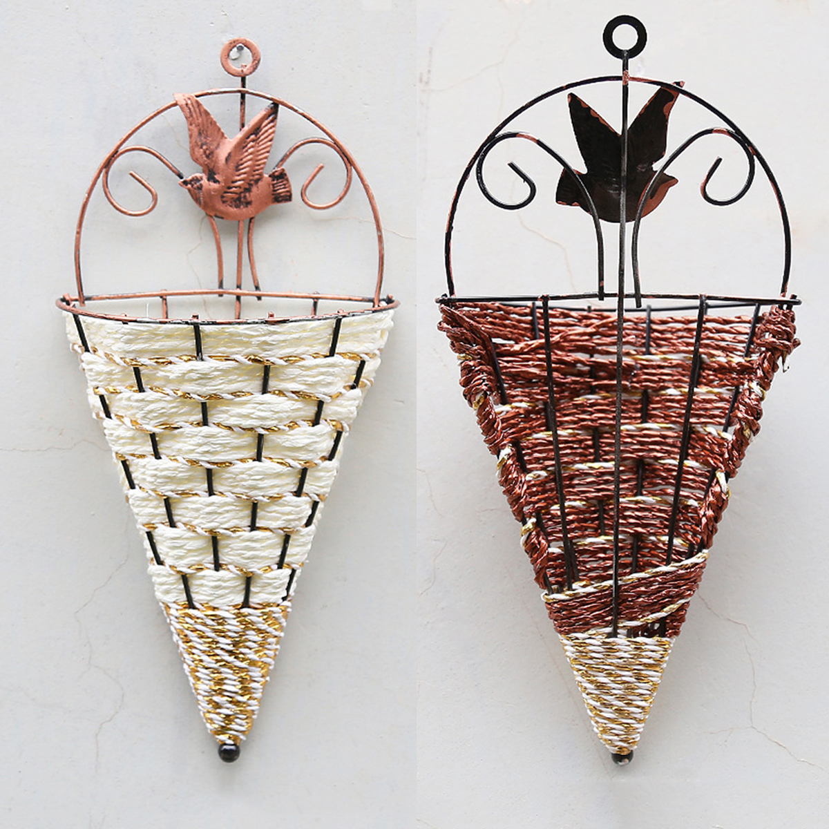 Rattan-Hanging-Wall-Planter-Plant-Pot-Basket-Garden-Flower-Mounted-Holder-Cone-1490575-4