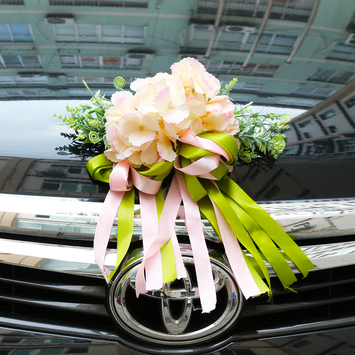 Silk-Wedding-Car-Artificial-Flower-Bow-Ribbon-Handles-Rearview-Mirror-Decorations-1376078-5