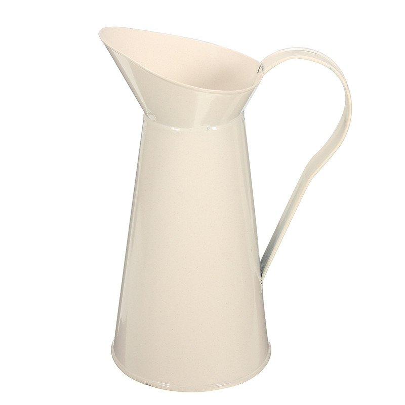White-Vintage-Shabby-Chic-Cream-Vase-Enamel-Pitcher-Jug-Pot-Tall-Metal-Wedding-Decor-1174150-5