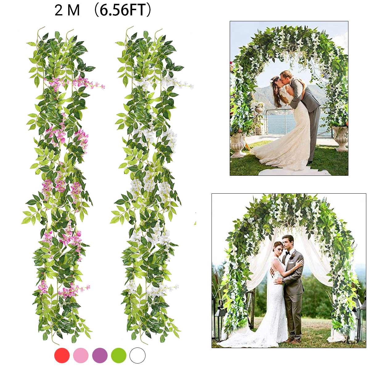 Wisteria-Garland-Artificial-Flowers-Bunch-Wedding-Home-Hanging-Ivy-Decorations-2m-1496339-4