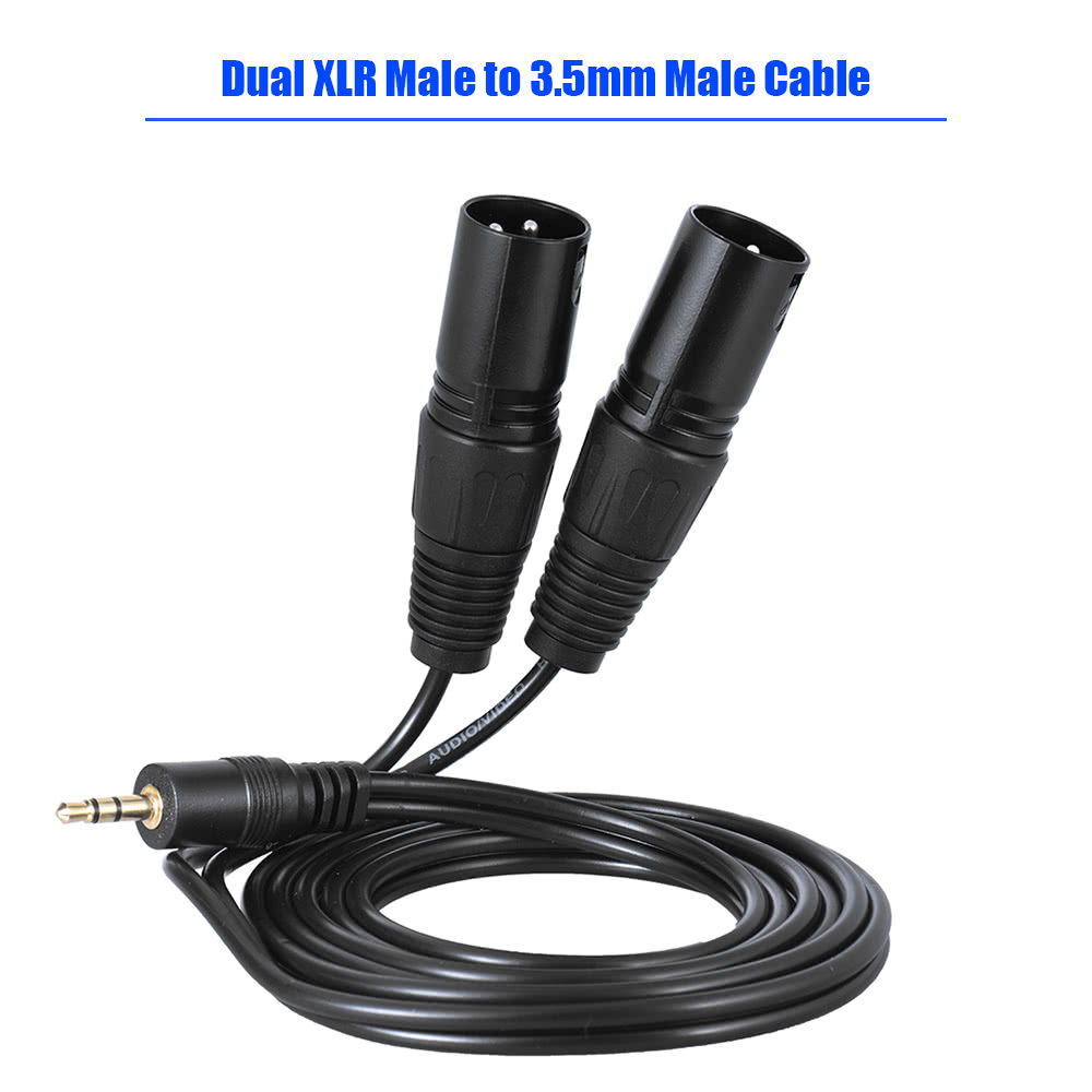 15m-Dual-XLR-Male-to-35mm-Male-Plug-Audio-Cable-for-Mixing-Console-Mixer-Amplifier-Speaker-1597716-1