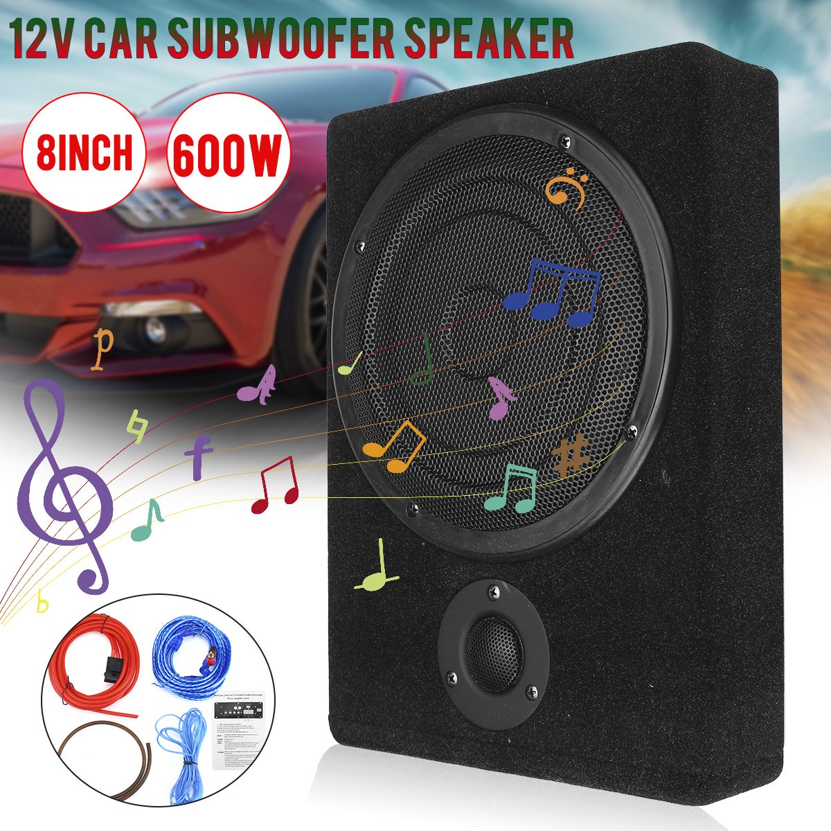 8quot-600W-Car-Under-Seat-Slim-Amplifier-Subwoofer-Enclosure-Bass-HiFi-Slim-Speaker-1739353-1