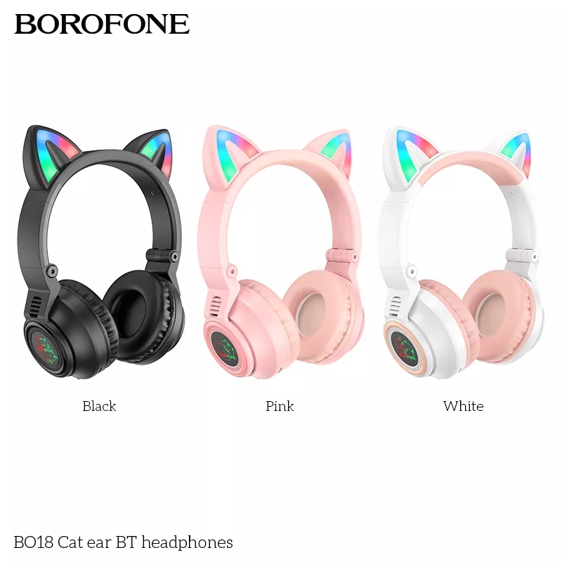 BOROFONE-BO18-Wireless-Gaming-Headphone-BT50-400mAh-Battery-Flashing-LED-Headphone-with-Cute-Cat-Ear-1961661-1