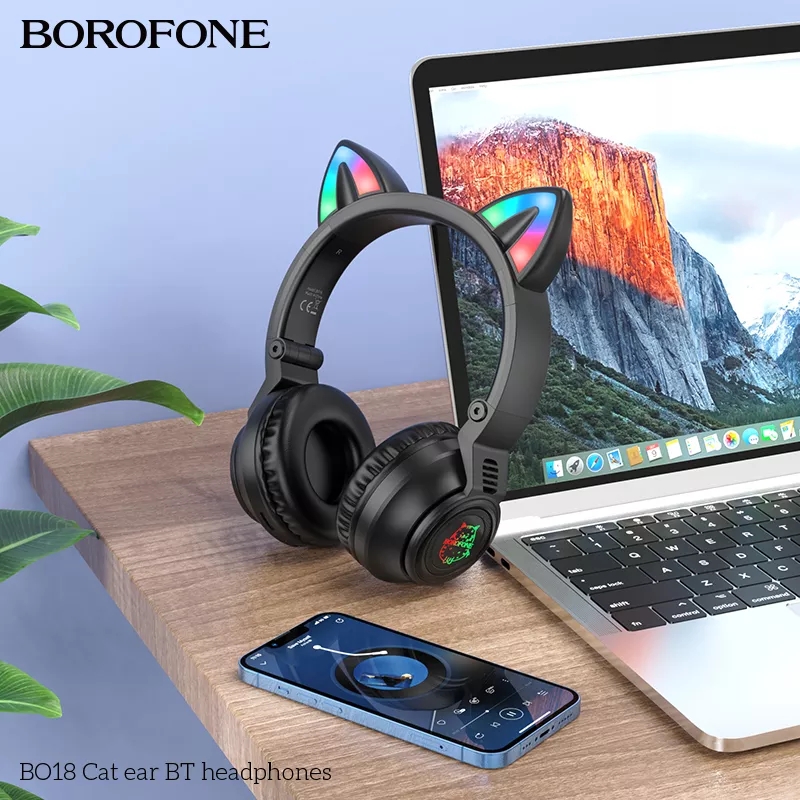 BOROFONE-BO18-Wireless-Gaming-Headphone-BT50-400mAh-Battery-Flashing-LED-Headphone-with-Cute-Cat-Ear-1961661-6