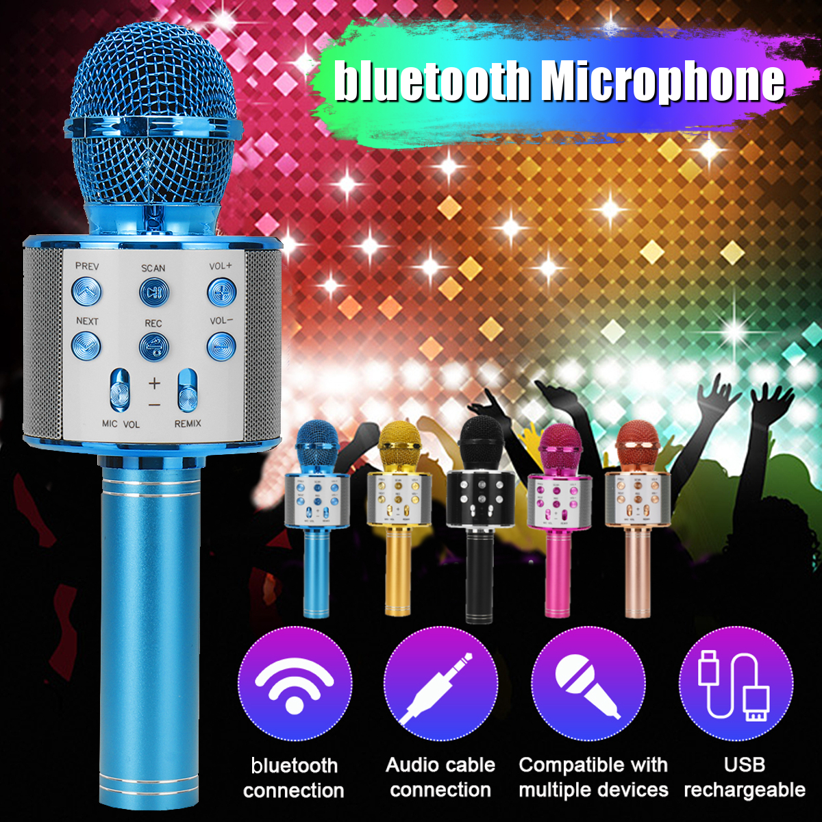 Bakeey-858-Wirelss-bluetooth-Microphone-DSP-Noise-Reduction-Karaoke-Mic-Recorder-HIFI-Stereo-Speaker-1821360-1