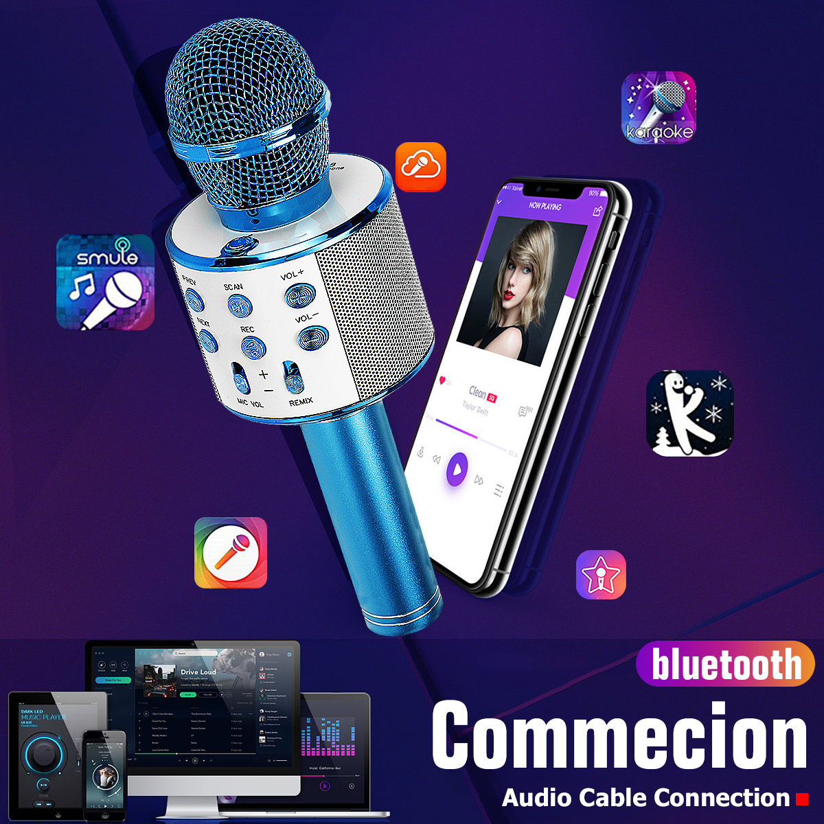 Bakeey-858-Wirelss-bluetooth-Microphone-DSP-Noise-Reduction-Karaoke-Mic-Recorder-HIFI-Stereo-Speaker-1821360-5