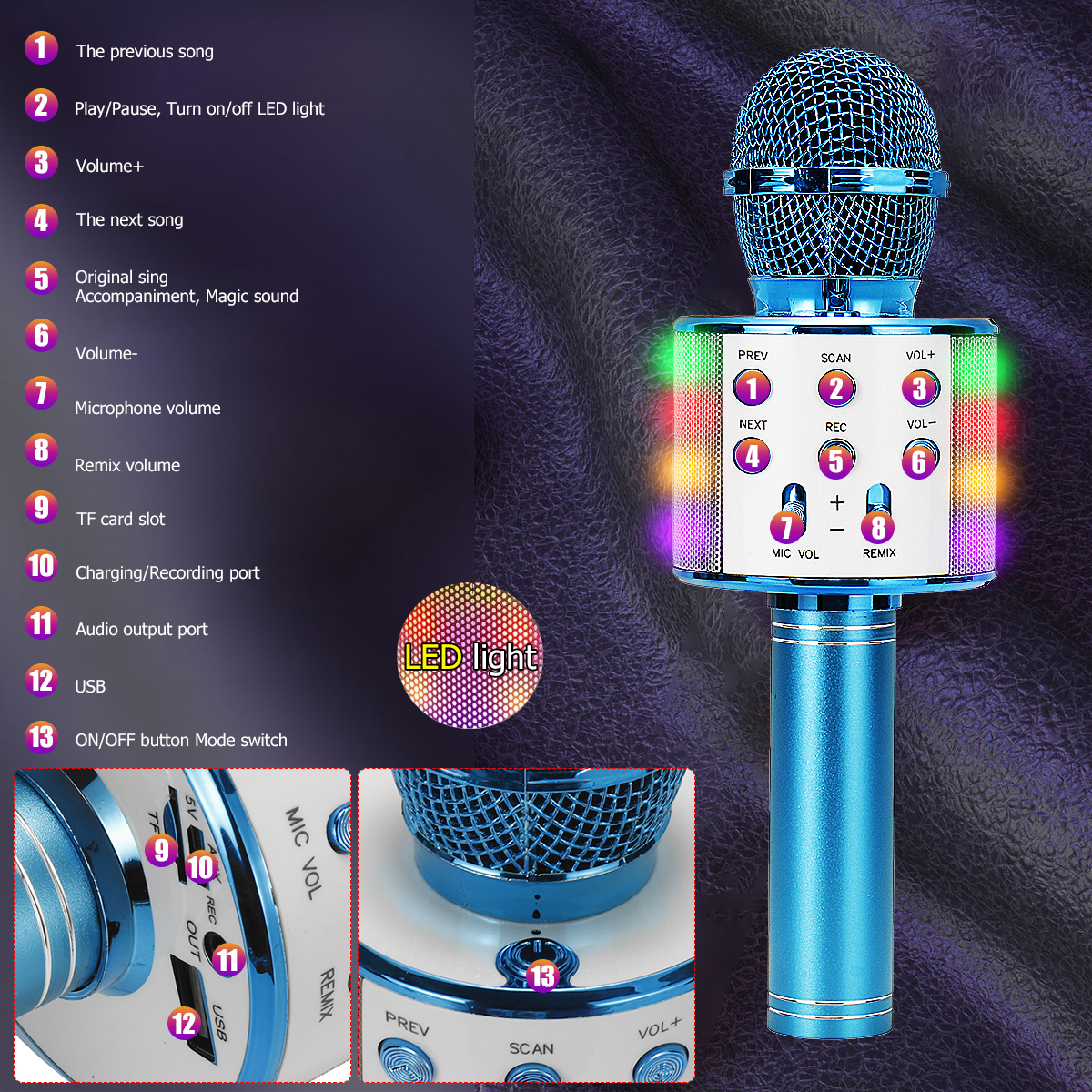 Bakeey-858-Wirelss-bluetooth-Microphone-DSP-Noise-Reduction-Karaoke-Mic-Recorder-HIFI-Stereo-Speaker-1821360-9