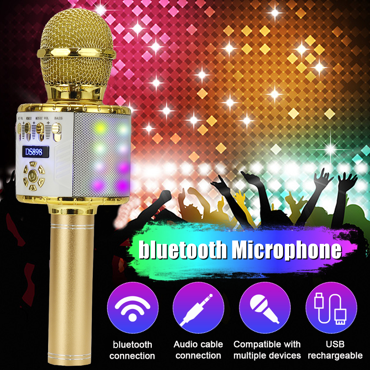 Bakeey-DS898-3-IN-1-Wireless-Microphone-213W-HIFI-bluetooth-Speaker-TF-Card-2600mAh-Luminous-Handhel-1821355-1