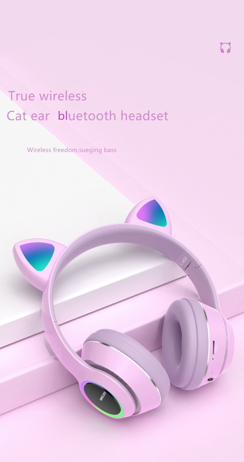 Bakeey-L450-Cute-Cat-Ear-bluetooth--Headset-Foldable-HiFi-Music-Headphone-Supports-TF-Card-FM-with-M-1874364-1