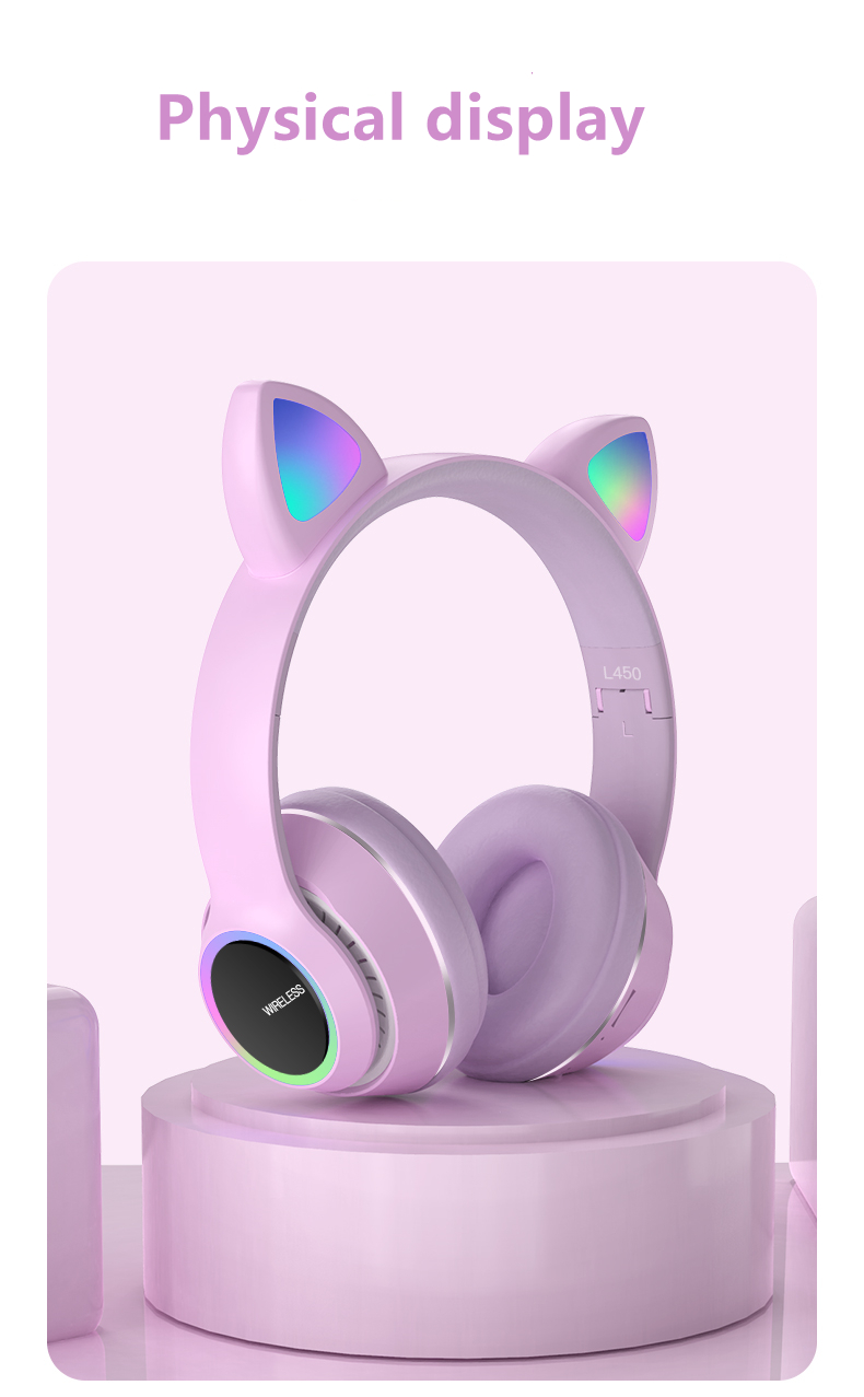 Bakeey-L450-Cute-Cat-Ear-bluetooth--Headset-Foldable-HiFi-Music-Headphone-Supports-TF-Card-FM-with-M-1874364-11
