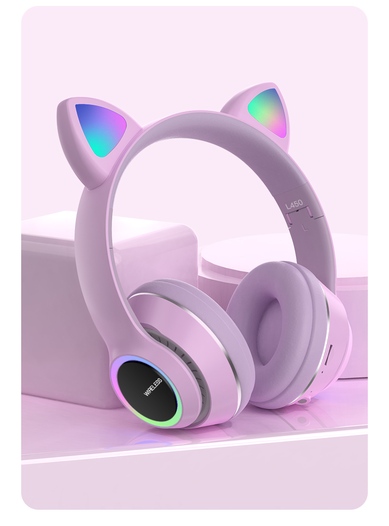 Bakeey-L450-Cute-Cat-Ear-bluetooth--Headset-Foldable-HiFi-Music-Headphone-Supports-TF-Card-FM-with-M-1874364-12