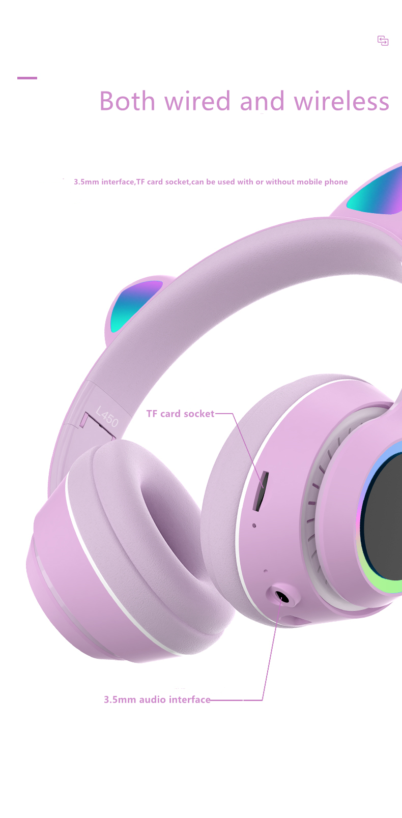 Bakeey-L450-Cute-Cat-Ear-bluetooth--Headset-Foldable-HiFi-Music-Headphone-Supports-TF-Card-FM-with-M-1874364-9