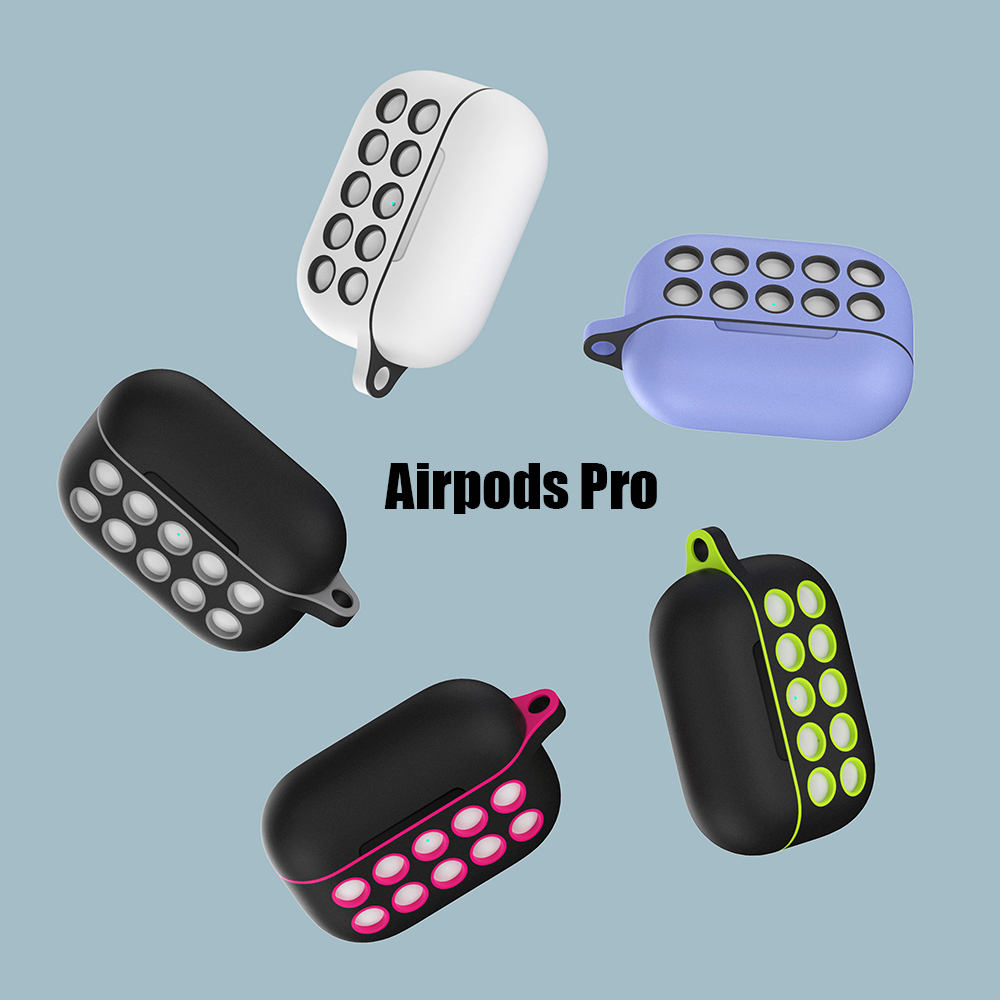 Bakeey-Luxury-Silicone-Shockproof-Dirtproof-Earphone-Storage-Case-with-Keychain-for-Apple-Airpods-Pr-1615487-1