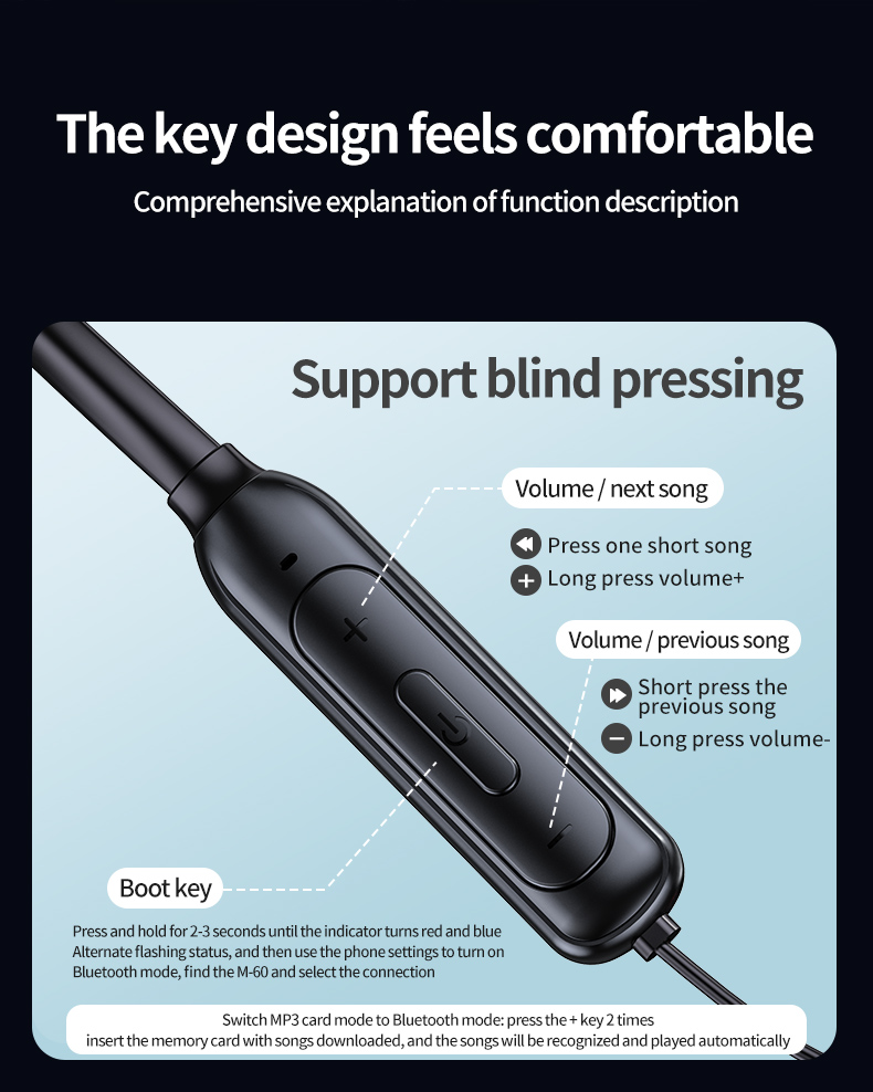 Bakeey-M60-bluetooth-51-Earphone-HIFI-Stereo-Bass-Noise-Reduction-Headphones-TF-Card-Sweatproof-Neck-1800541-13