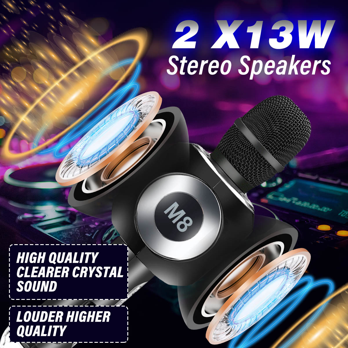 Bakeey-M8-Wireless-Microphone-213W-HIFI-Stereo-bluetooth-Speaker-2600mAh-Luminous-Handheld-KTV-Mic-R-1821357-3